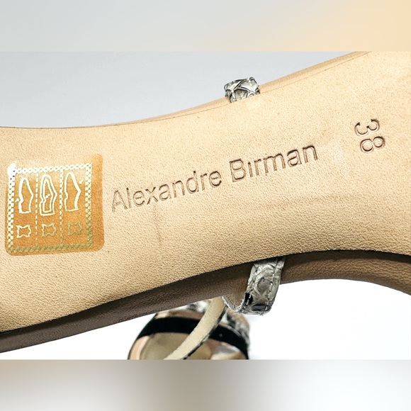 Alexandre Birman Snakeskin Black Suede Braided Strappy Sandals Heel Stilettos 38 - Picture 11 of 14